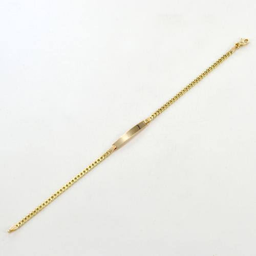Bracciale Uomo Oro Giallo 18K Mai Dire Mai | Piastra Personalizzabile | 20,5 Cm | 8,05 Gr | Catena Classica | Made In Italy | Regalo Di Lusso