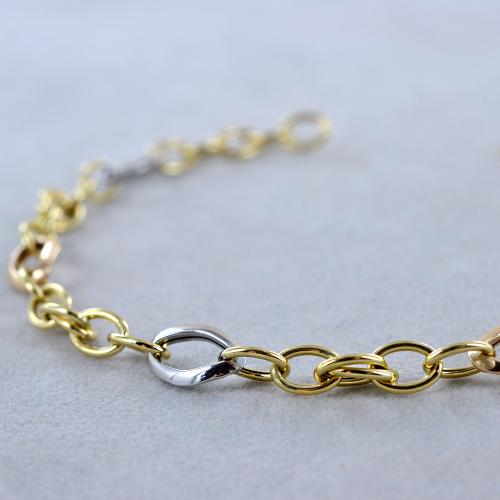Delicato bracciale intrecciato in oro e argento, bracciale a due cerchi, gioiello minimalista, regalo perfetto per lei, regalo per la migliore amica