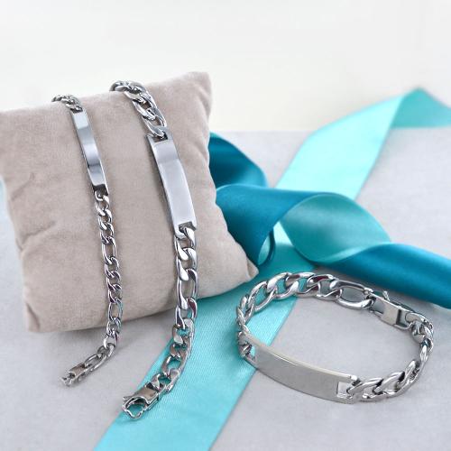 Tuscany Silver Bracciale identificativo Figaro in argento sterling da donna 20 cm