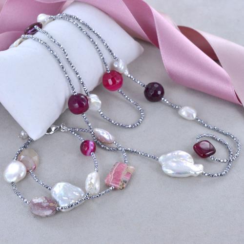 Bracciale Perle Di Fiume Masticate E Bracciale Rigido Rosa Dei Venti | Marlù Gioielli - Foto 12