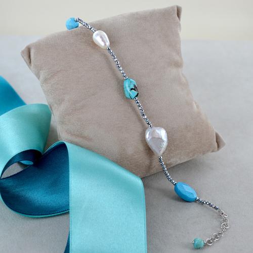 Bracelet En Argent 925 Avec Turquoise Naturelle - Occasion, Ethnique Vintage, Unisex