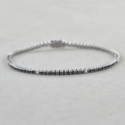 Bracciale Tennis da Uomo in oro con diamanti neri e bianchi Gioielloro L