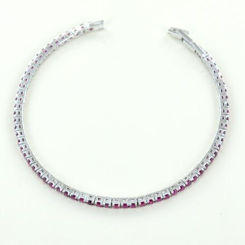 Tuscany Silver Bracciale regolabile da donna in argento sterling con sfere da 2,5 mm e cordoncino fucsia 17cm/6.5–25.5cm/10