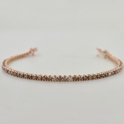 Bracciale Tennis in oro rosa con Diamanti Brown 4 carati Gioielloro La t