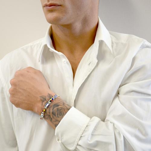 Bracciale Uomo In Acciaio Inox Con Bandiera Italiana Smaltata – Gioiello Patriottico Regalo Per Uomo