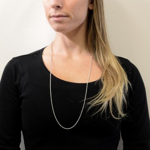 CATENA IN ARGENTO CODA DI TOPO CON SFERE 45 CM - Foto 14