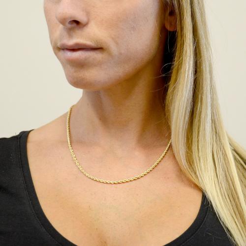 Catena A Corda Intrecciata Placcata Oro 18k, Collana In - Foto 2