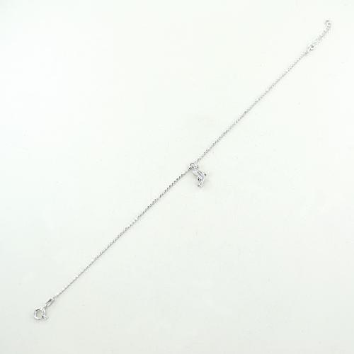 Cavigliera In Argento Sterling 925 Con Ciondolo | Giro A Catena Con Cristallo CZ | Gioiello Sottile Ed Elegante Per Donna