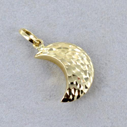 Collana con ciondolo a forma di luna e stella in cristallo oro 18 carati