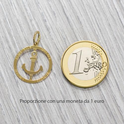 NKlaus Ciondolo Ancora Marina In Oro Giallo 9 Carati (375), 14.6x11.1 Mm, Portafortuna Per Collane, Gioiello Uomo E Donna