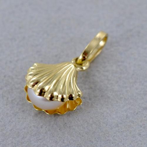 CARISSIMA Ciondolo Conchiglia Con Perla In Oro Giallo 9kt | Collana Curb 46 Cm | Gioiello Italiano Con Zirconia | Regalo Di Lusso