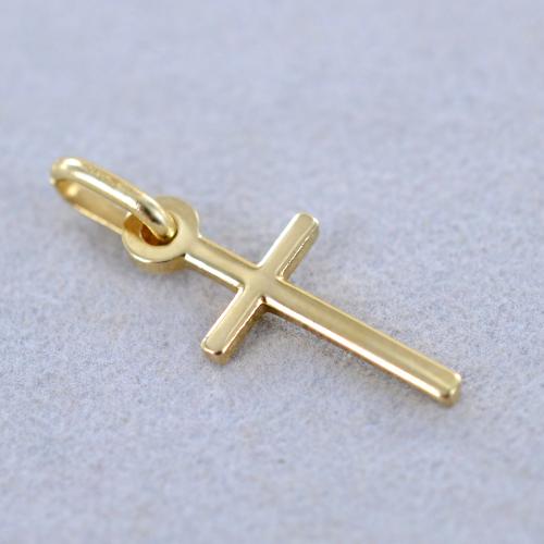 Ciondolo Croce In Oro Giallo 14K Con Catena Singapore 1,2 Mm - Ioka, Regalo Religioso