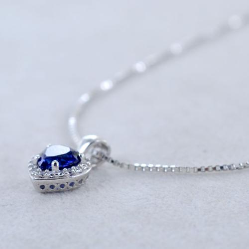 Dephini – ciondolo cuore – bellissio collana con cuore blu con piccoli