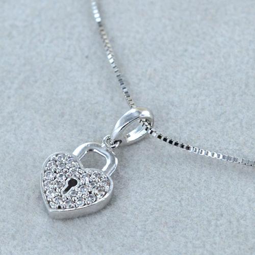 Collana con ciondolo a forma di lucchetto a cuore inciso: argento sterling, placcato in oro, oro rosa, oro massiccio 14 carati, regalo di gioielli romantici - Italia