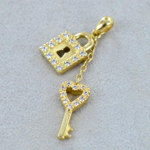 Forme Di Lucchetta Ciondolo Cuore Scorrevole In Oro Giallo 9K Con Effetto Diamantato – Made In Italy, Per Catena Fino A 4mm - 3