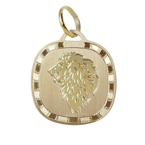Gioiello Unisex Animale Ciondolo Testa Di Leone In Acciaio Inox Dorato - Con Zirconi, 45 Mm, Unisex, Scatola Inclusa, Nuovo Con Etichette Ghiacciato Zirconi