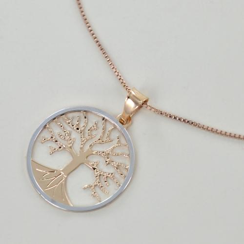 Collana acciaio con Albero della Vita oro rosa o bianco Colore Bianco