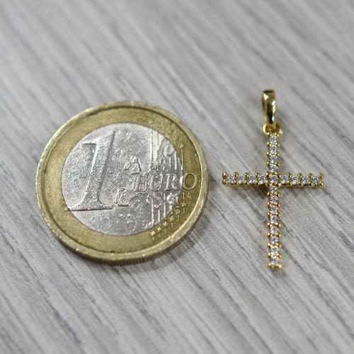 Ciondolo croce oro bicolore, con catenina; 5.87 gr
