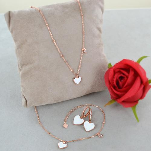 Collana Al Quarzo Rosa A Forma Di Cuore | Catena In Argento 925 - Foto 9