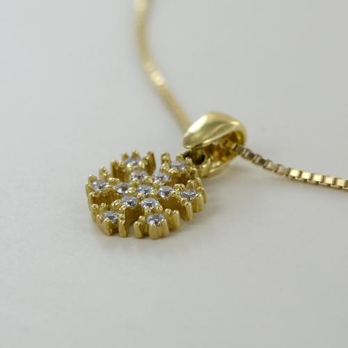 JiaYang Collana Fiocco Di Neve In Argento 925 Con Zirconi – Placcata Oro Bianco 18K, Ipoallergenica, Regalo Per Lei