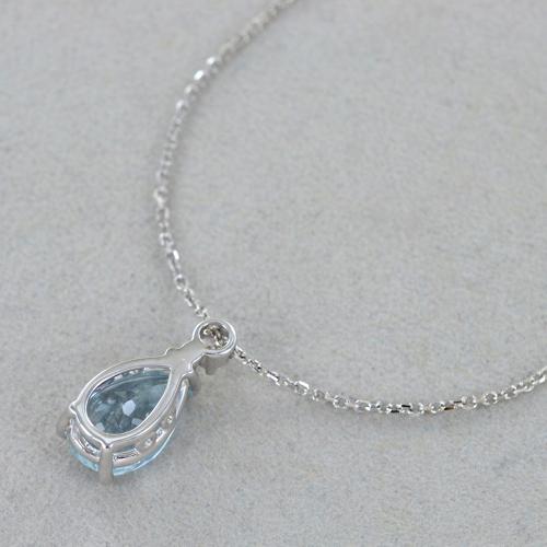 Collier En Argent 925 Avec Acquamarine Naturelle - 54 Cm - Fabrication Italie - Neuf Avec étiquettes