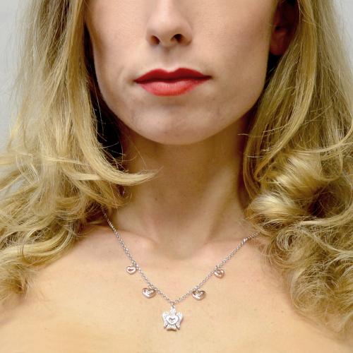 Collana In Argento 925 Con Ciondolo Ala D'angelo E Pietre CZ - Rodiata, Catena 45,7 Cm - 3