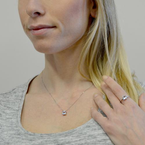 Acquista Ciondolo Da Donna Ninfa In Taglio Rotondo 0.16 Carati , Oro Giallo 375 Diamante - Foto 6