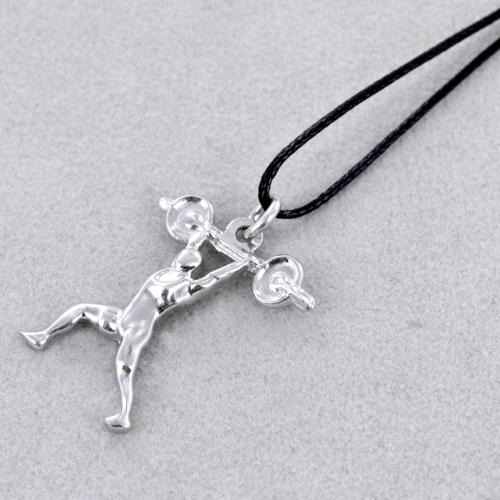 PikaLF Collana Uomo Con Manubrio E Muscoli - Ciondolo Bodybuilding In Lega Vintage - 2