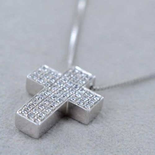 Collana Con Ciondolo Croce Uomo In Oro Bianco Con Diamante Cappagli Gioielli 150060 Dettaglio - Foto 11