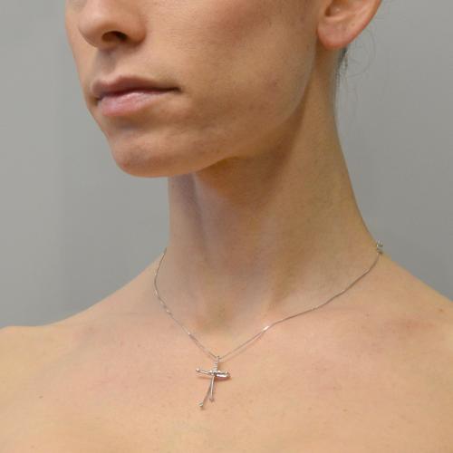 Collana con croce in cristallo dorato: ciondolo riempito in