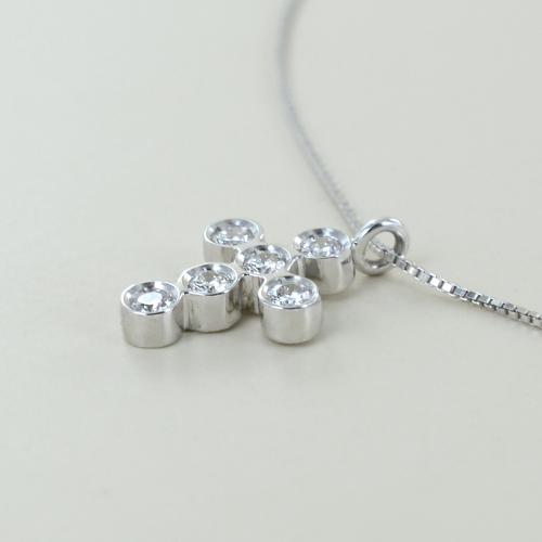 Ciondolo Croce Con Diamanti 0.10 Ct In Argento Sterling - Catena 18 Pollici Inclusa, Gioiello Elegante Dazzlingrock Collection - 4