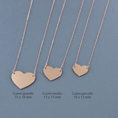 Collana Lunga Con Ciondolo A Cuore In Oro Rosa E Argento Con Cristalli – 70 Cm – Gioiello Moda Donna, Regalo Di Compleanno