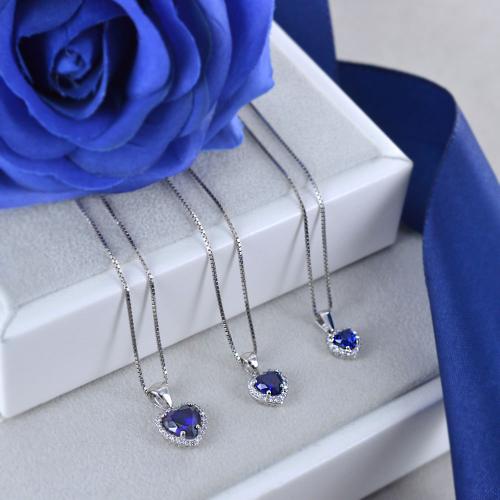 Collana Cuore Blu DEPHINI In Argento 925 Con Zirconi | Gioiello Romantico Per Donna