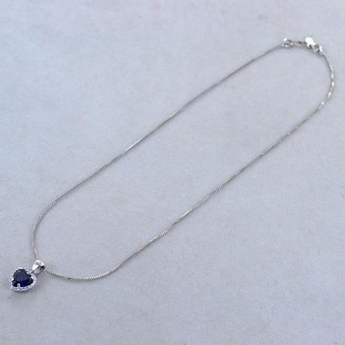 Collana Cuore Blu DEPHINI In Argento 925 Con Zirconi | Gioiello Romantico Per Donna