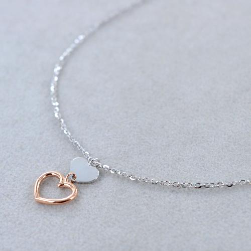 Collana Con Ciondolo A Doppio Cuore In Lega Dorata – Zirconi Cubici – Gioiello Portafortuna Per Donna – Regalo Di Coppia 90 Giorni Garanzia