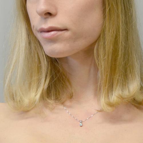 Collana in Argento 925 Pendente Perla da 10 mm e Punto Luce 4 mm