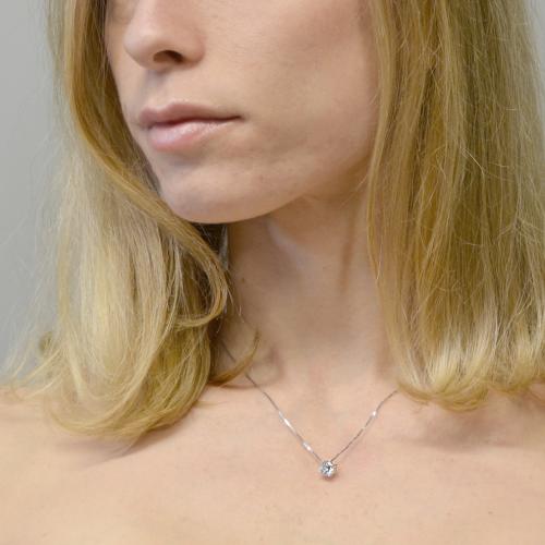 Collier En Argent 925 Avec Pendentif 'Point Lumière' (Light Point) En Zircons - Neuf Sans Emballage