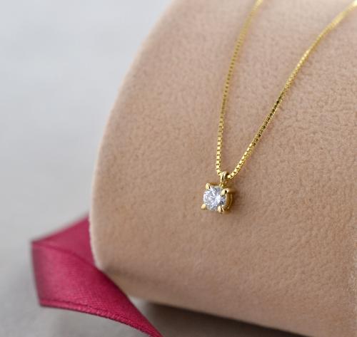 Diamante Anello Luce Oro Giallo Punto Luce Diamanti Collana Con