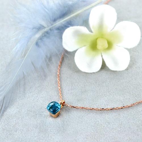 Collier Girocollo Avec Cœur En Pierre Azur – Idée Cadeau + Sac Cadeau – Neuf Avec Étiquettes