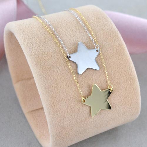Collana Stelle In Argento 925 – Ciondolo Piccole Stelle, Lunghezza 38+6 Cm, Regalo Donna