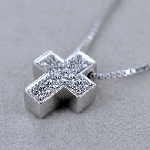 Pendant Zirconi Croce Piccola Oro Bianco Ciondolo Croce Oro Bianco