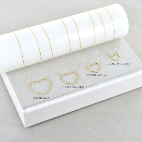 Collana Cuore 24K Oro Giallo - Lunghezza 20 Pollici - Gioielli Thailandesi In Ottone