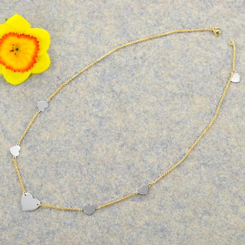 Collana Donna Girocollo Con Doppio Cuore Grande - Ciondolo A Cuore In Metallo Dorato, Stile Y2K, Idea Regalo Feste, Bijoux Statement