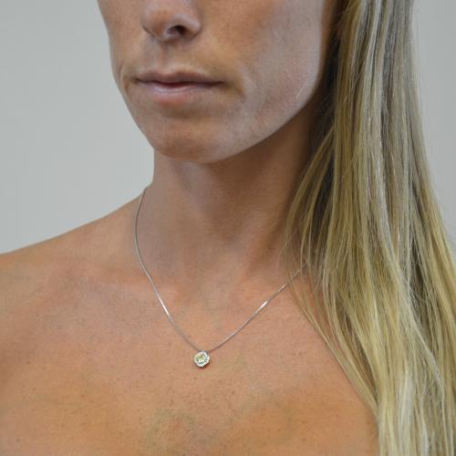 Collana Con Ciondolo In Moissanite E Oro 18k, Gioiello Donna A Forma Curva Con 7 Pietre, Catena Regolabile 45 Cm - 4