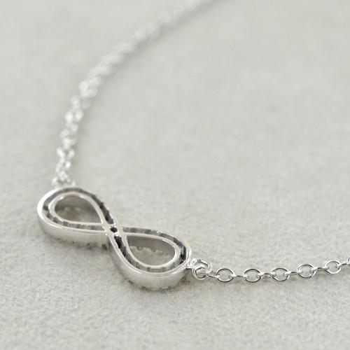 MicLee Collana Simbolo Infinito In Argento 925 Con Zirconi - Gioiello Elegante Per Donna, Catena 40+6cm, Regalo Perfetto Per Festa Della Mamma, Compleanno, Natale