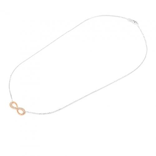 Collana con ciondolo a forma di cuore in argento sterling con smeraldo creato in laboratorio e simbolo dell'infino, placcato in oro
