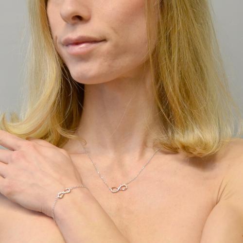 Kritz Collana Donna Simbolo dell infinito Placcato Oro I Argento I Rosa - Pendente Ciondolo Amore infinity e Catena Regolabile - Gioielli Moda Regalo per Ragazze Collier (Argento