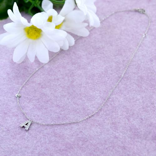 FJ Collana Argento 925 Con Ciondolo Lettera Iniziale E Ape - Zirconia Cubica - Regalo Donna