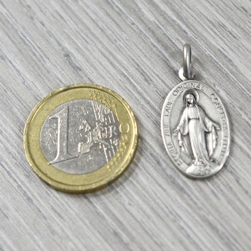 Alexander Castle Pendente Medaglia miracolosa (16mm) in Argento Sterling con Collana Catenina 46cm