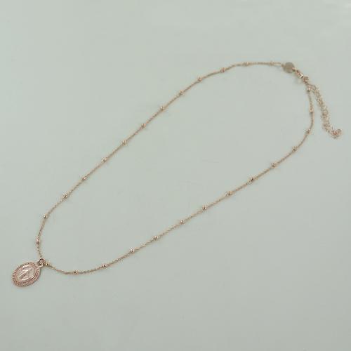 U7 Collana Medaglia Miracolosa Vergine Maria Donna - Argento/Oro/Oro Rosa Con Catena In Acciaio 55+5 Cm - 2